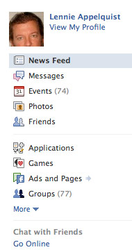 new facebook homepage search on left