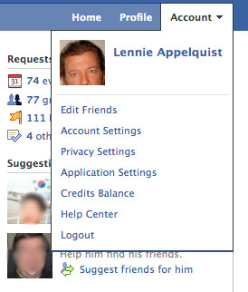 new facebook homepage right-top-menu